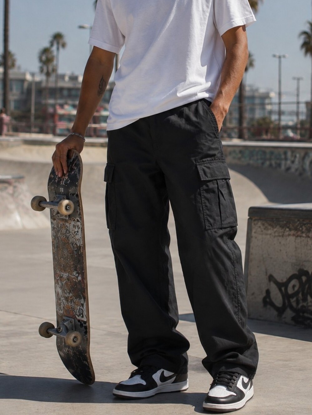 Nike SB Kearny Cargo Pants - Ripstop Skateboarding Trousers Black‎ Size 28